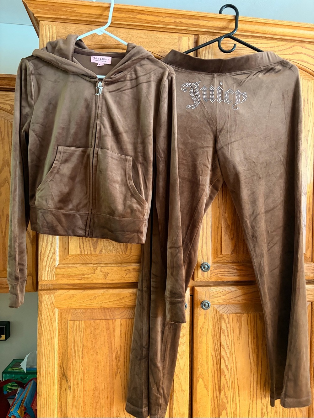Juicy Couture Brown Velour Rhinestone Logo Tracksuit - Picture 3 of 5